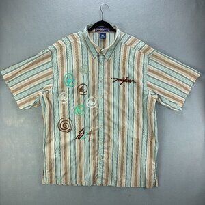 Vintage Miskeen Originals Mens Shirt 4X Button Up Urban Hip Hop Hand Painted Tan